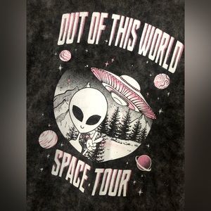 Vintage black graphic tee, women’s size Large, space